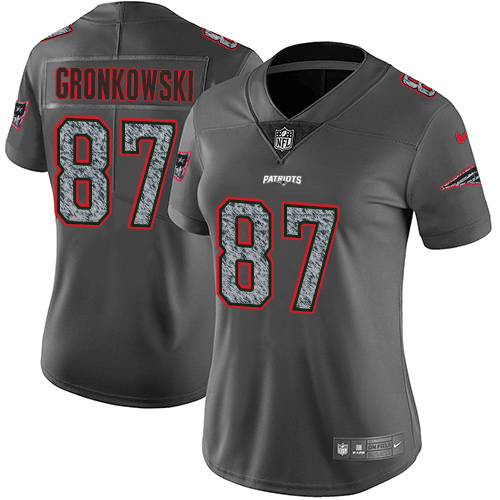 Nike Patriots #87 Rob Gronkowski Gray Static Women's Stitched NFL Vapor Untouchable Limited Jersey - Click Image to Close